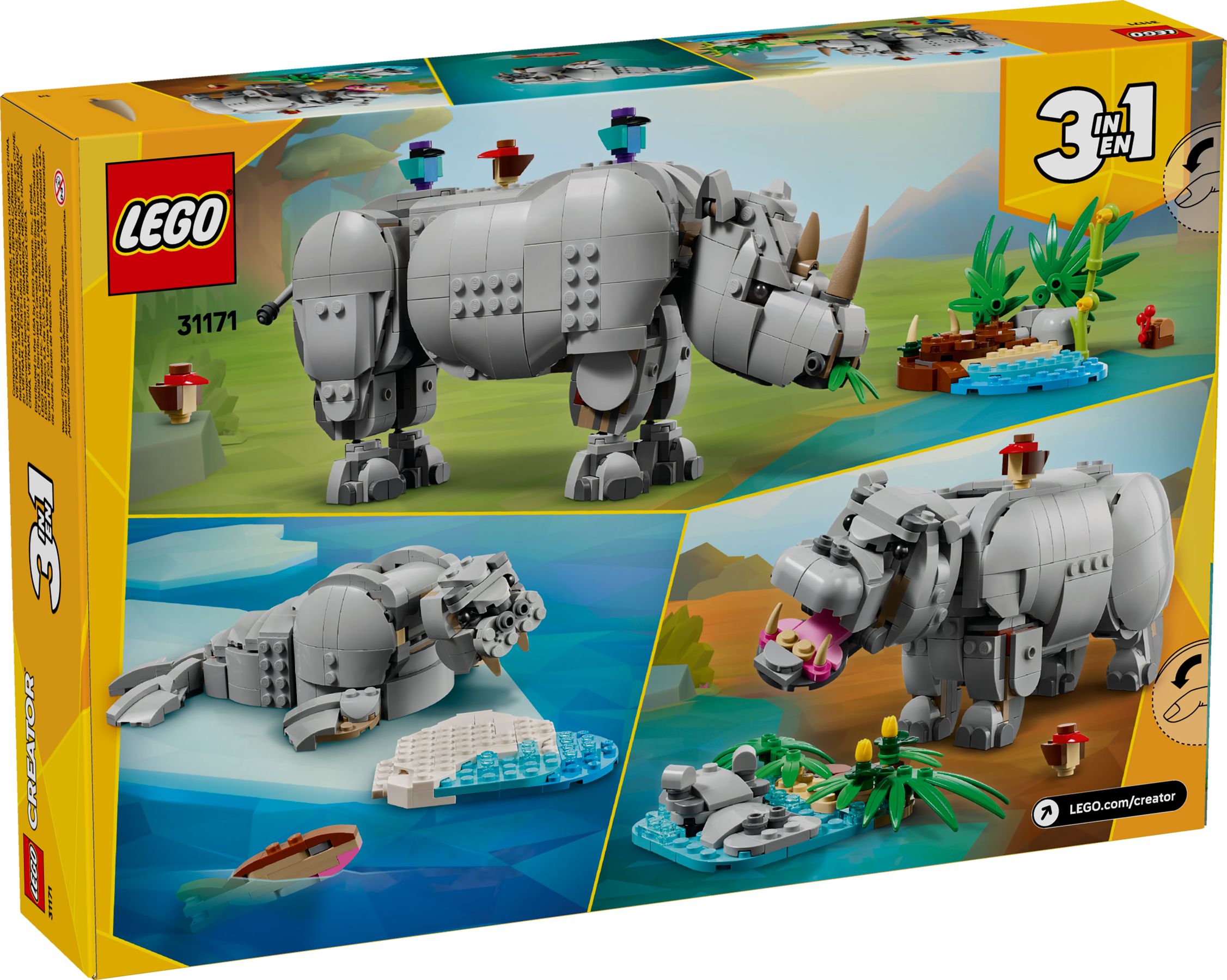 LEGO® Creator 31171 Wilde Tiere: Prächtiges Nashorn mit Vögeln